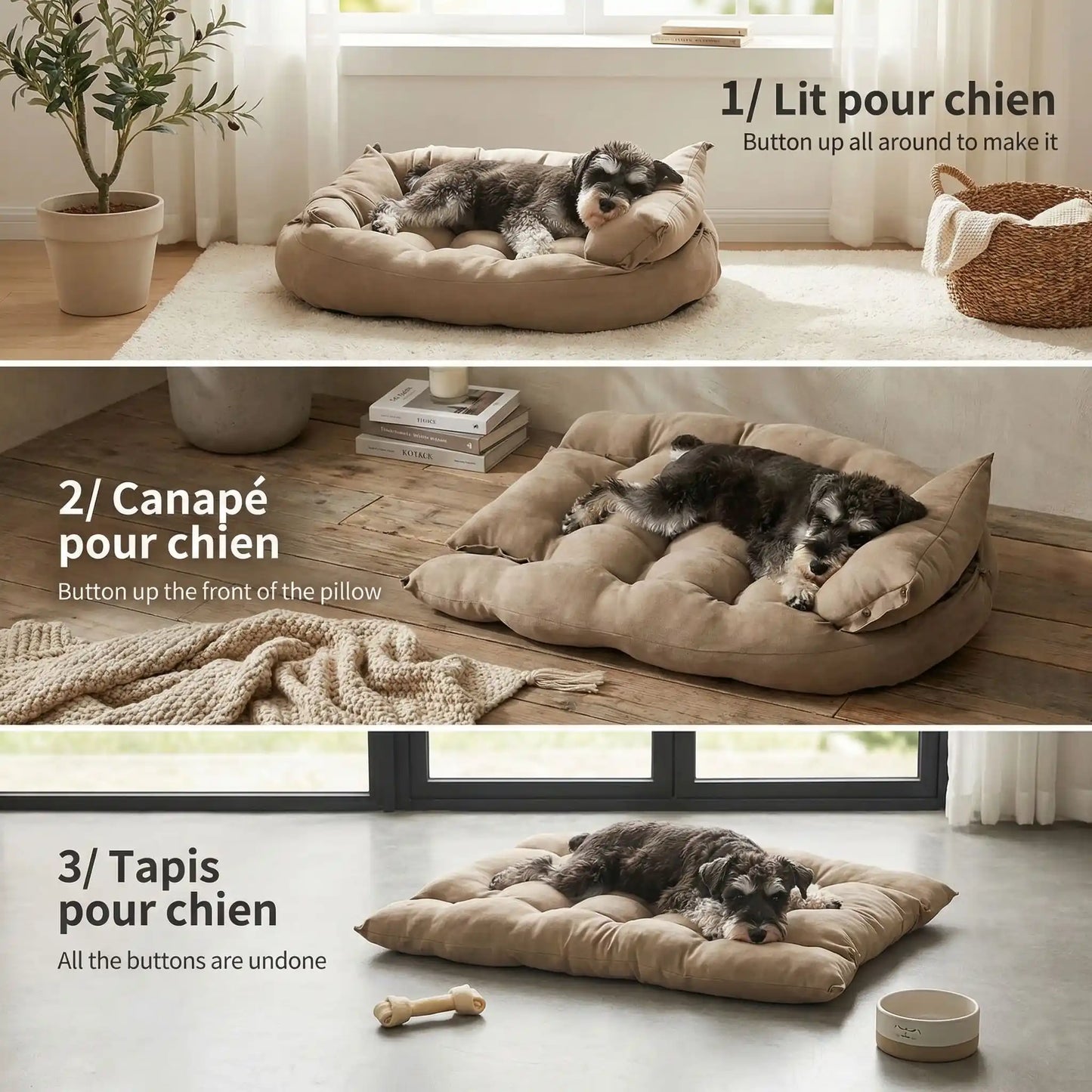 Coussin Chien Orthopédique 3-en-1 | Confort Plus